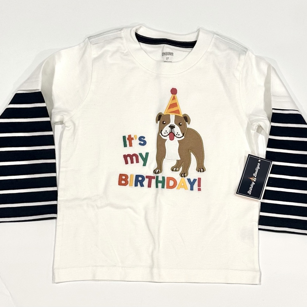 2T NWT Gymboree Dog Embroidered White “It’s My Birthday” Shirt